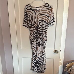 Zebra Print Rushed Tshirt Dress